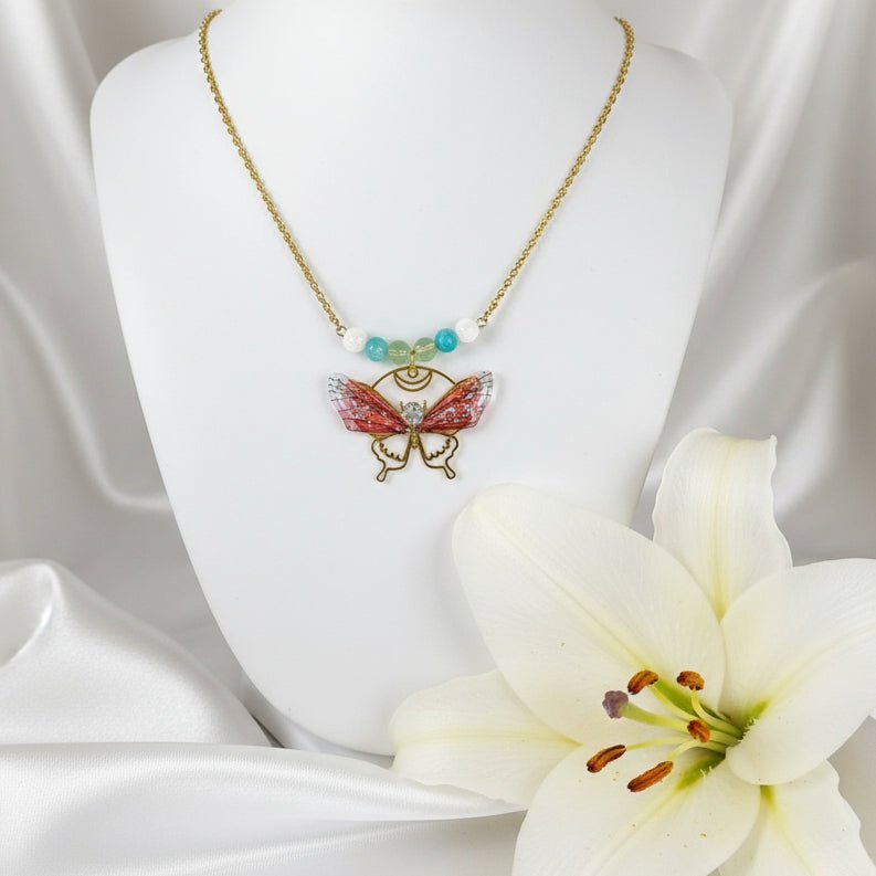 Collier envol de fée, au choix; amazonite, fluorite, pierre de lune arc en ciel - Secret de Cristaux