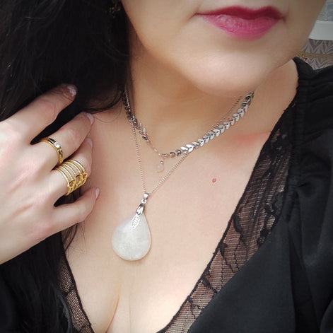 Double Collier en pierre de lune extra - Secret de Cristaux