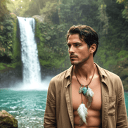 Collier Loup garou en cuir et amazonite - Secret de Cristaux