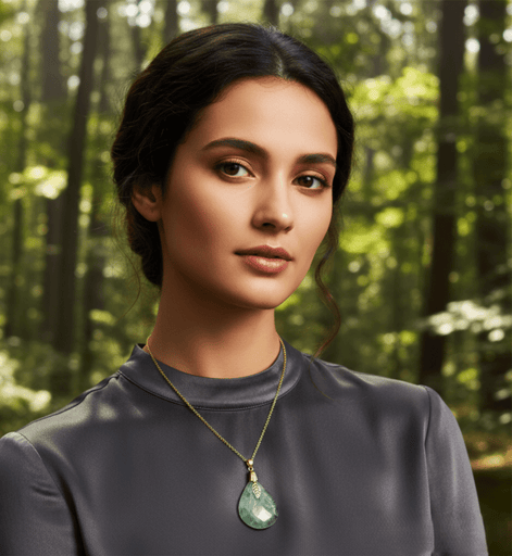 Collier doré en fluorite verte sur chaine - Secret de Cristaux