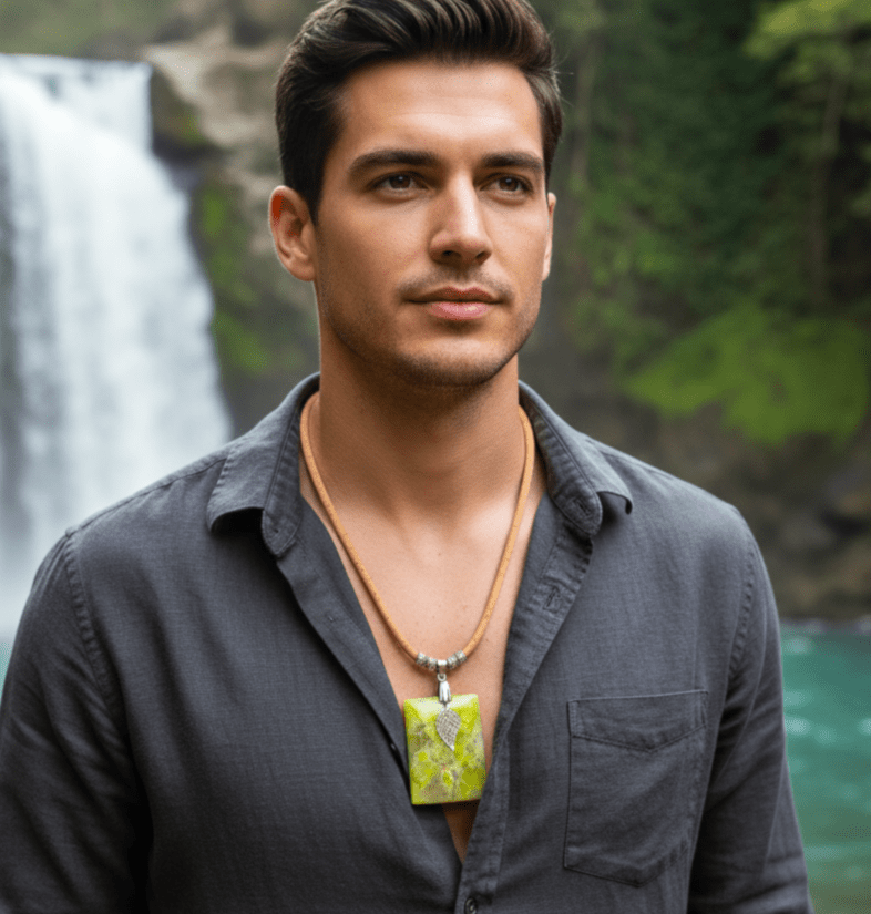 Collier liège et opale verte extra - Secret de Cristaux