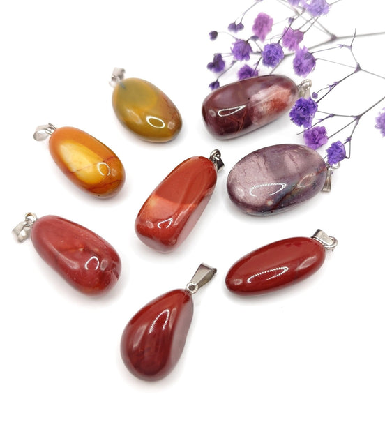 Pendentif en jaspe mokaite multicolore de qualité AA - Secret de Cristaux