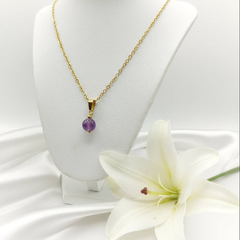 Collier et sa Perle de pierre Naturelle au choix - Secret de Cristaux