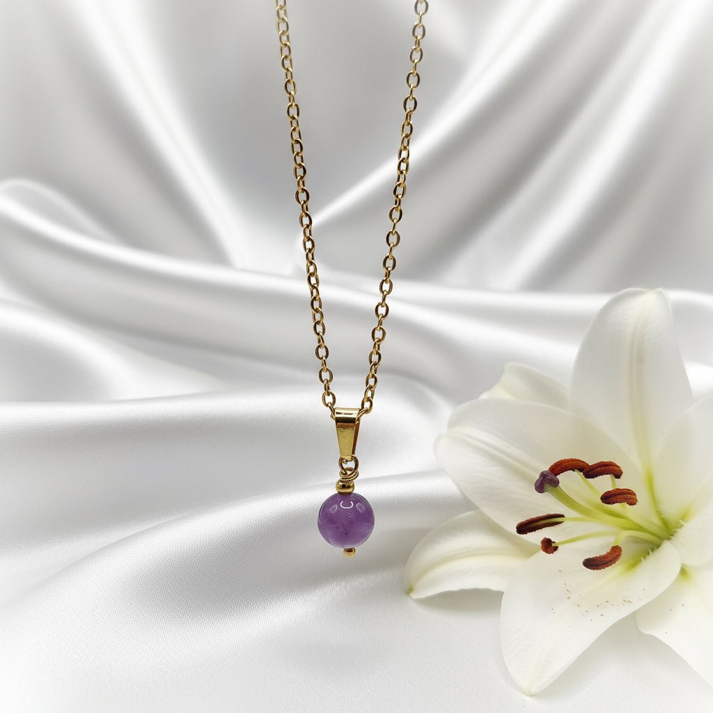 Collier et sa Perle de pierre Naturelle au choix - Secret de Cristaux