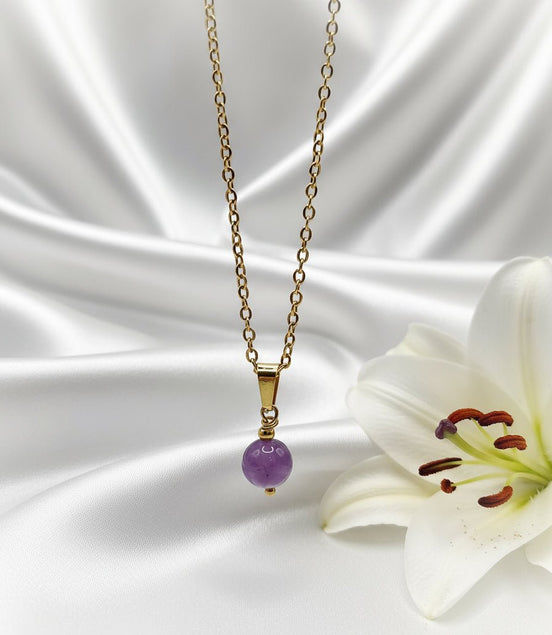 Collier et sa Perle de pierre Naturelle au choix - Secret de Cristaux