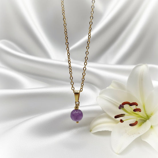 Collier et sa Perle de pierre Naturelle au choix - Secret de Cristaux