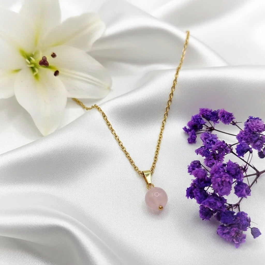 Collier et sa Perle de pierre Naturelle améthyste