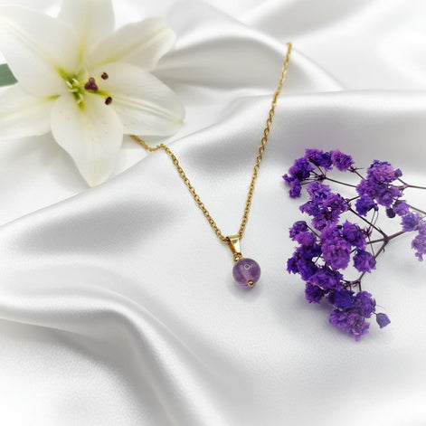 Collier et sa Perle de pierre Naturelle au choix - Secret de Cristaux