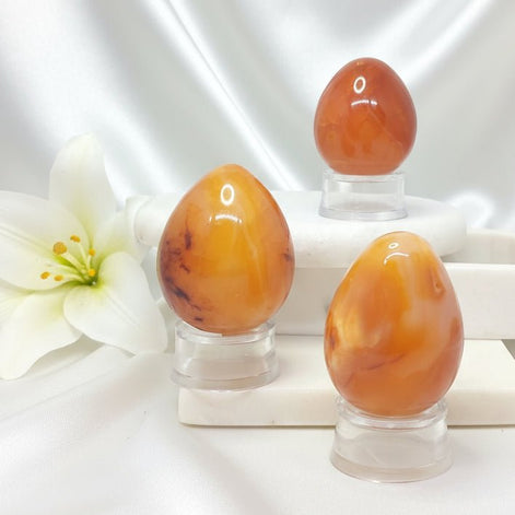 Galet, roulées, oeuf en Cornaline, pierre de Joie & Vitalité - Secret de Cristaux