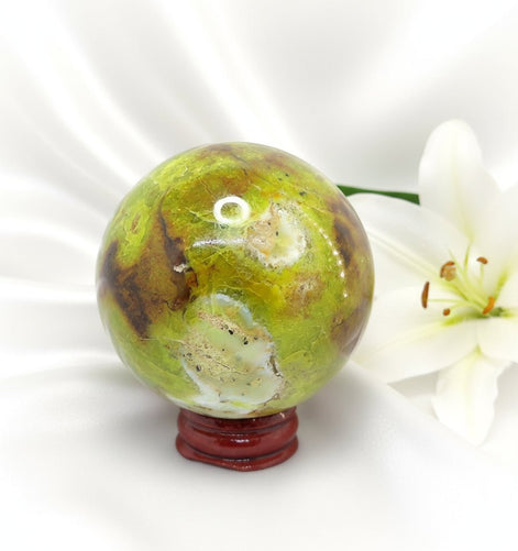 Opale verte AA extra en Galet, Sphère, au choix - Secret de Cristaux