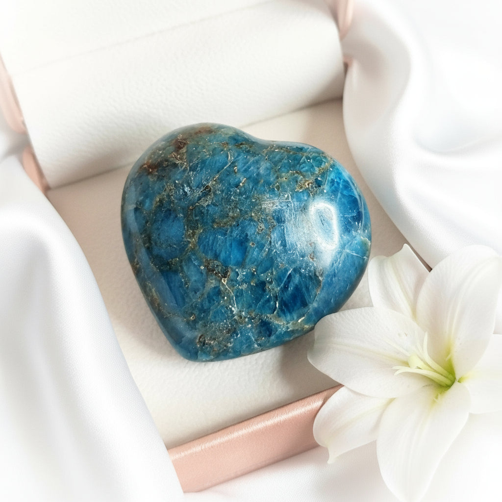 Pierre en Apatite roulée, Galet, coeur - Secret de Cristaux