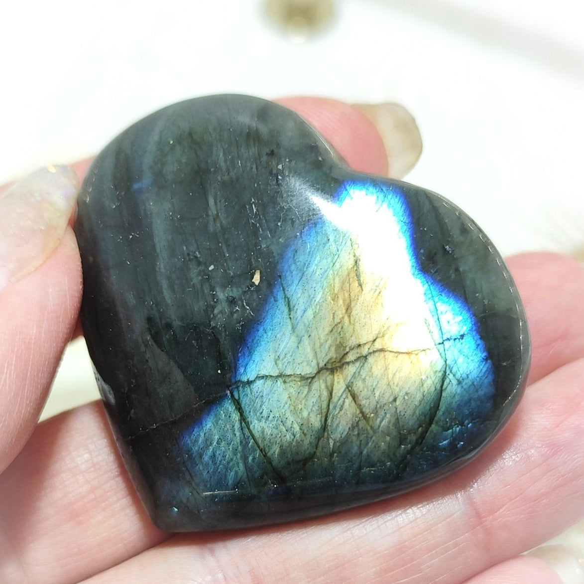 Pierre de Labradorite galet, de poche, bloc à poser - Secret de Cristaux