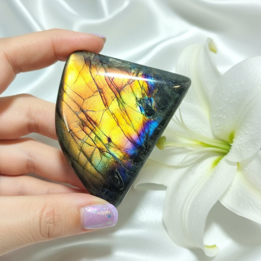 Pierre de Labradorite galet, de poche, bloc à poser - Secret de Cristaux