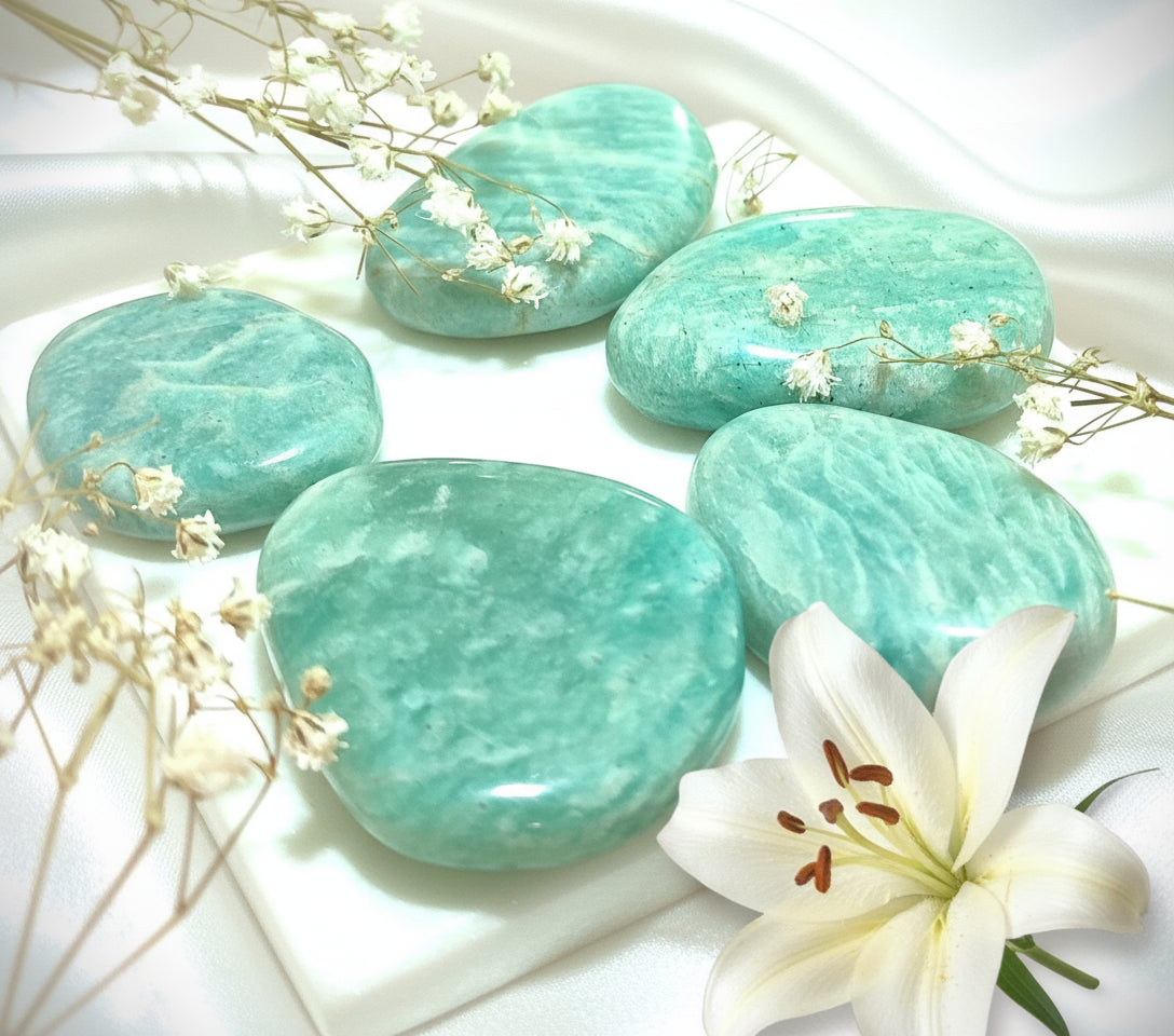 Pierre d'amazonite, Galet, pierres roulées, bloc, au choix - Secret de Cristaux