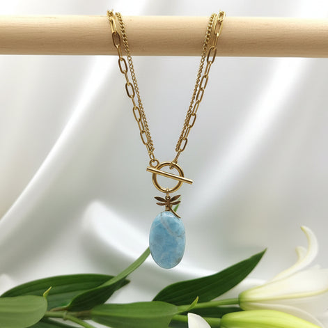 Collier court en larimar extra