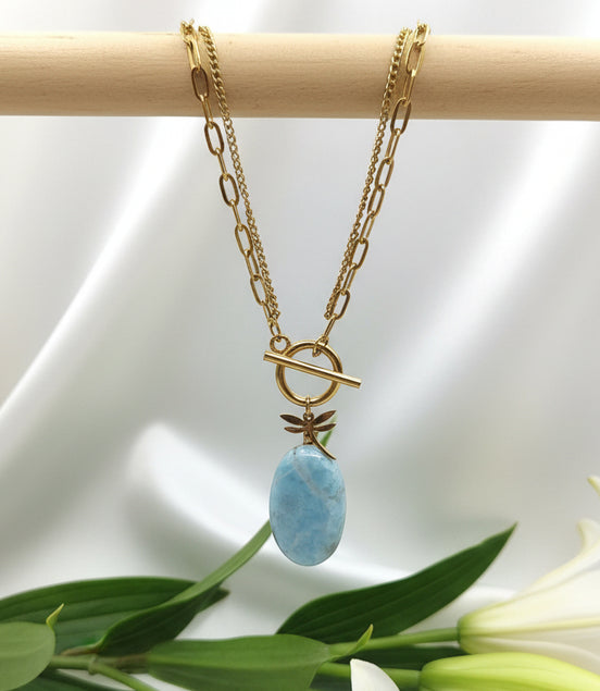 Collier court en larimar extra