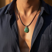 bijou homme en aventurine verte