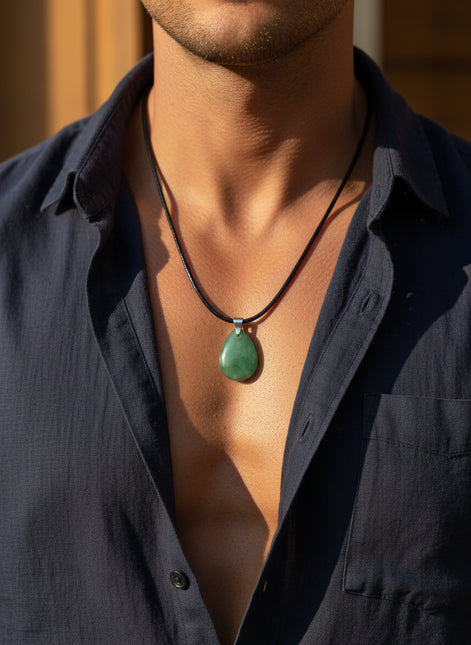 bijou homme en aventurine verte