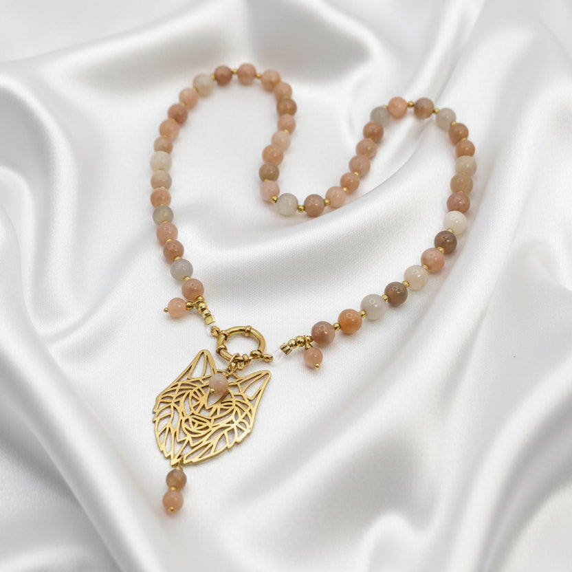 collier pierre de lune loup
