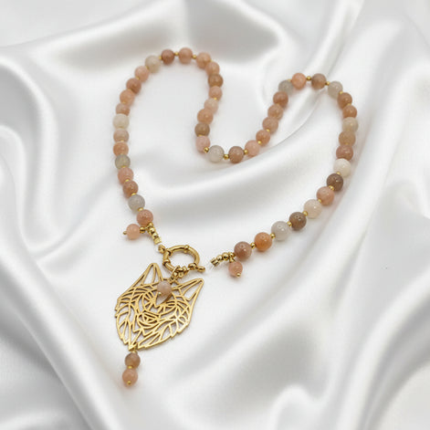 collier pierre de lune loup
