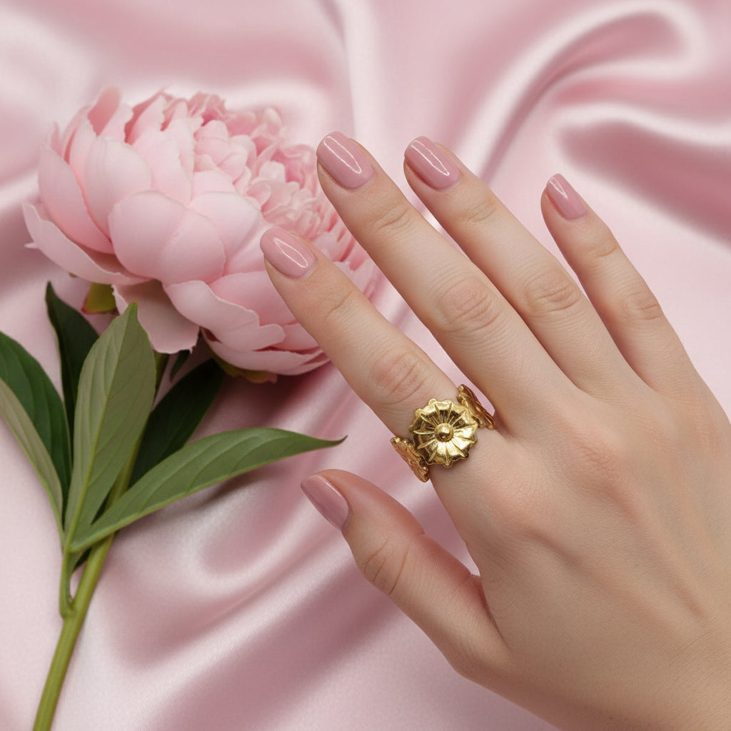 Bague doré en acier inoxydable