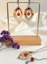Femme  bijoux collier chaîne argentée cornaline