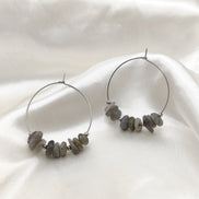 Boucles d'oreilles créoles en pierres et en acier inoxydable au choix
