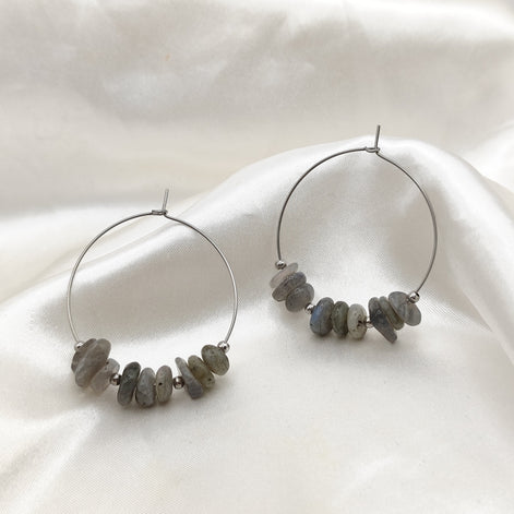 Boucles d'oreilles créoles en pierres et en acier inoxydable au choix