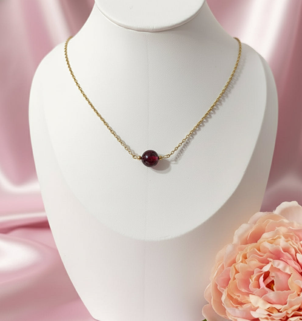 collier perle grenat