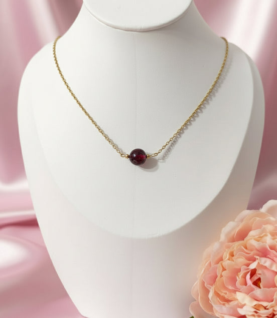 collier perle grenat