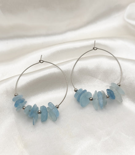 Boucles d'oreilles créoles en pierres et en acier inoxydable au choix