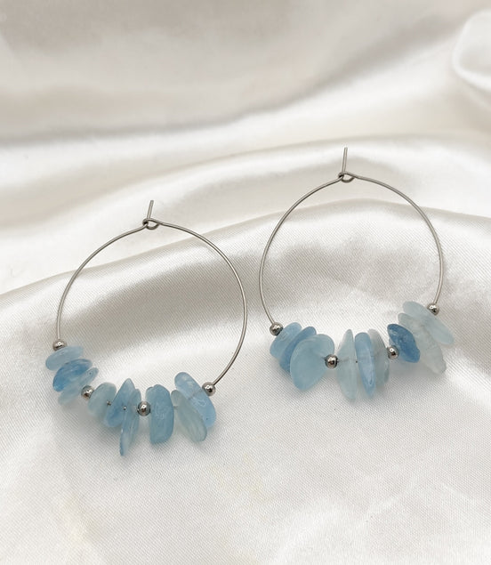 Boucles d'oreilles créoles en pierres et en acier inoxydable au choix