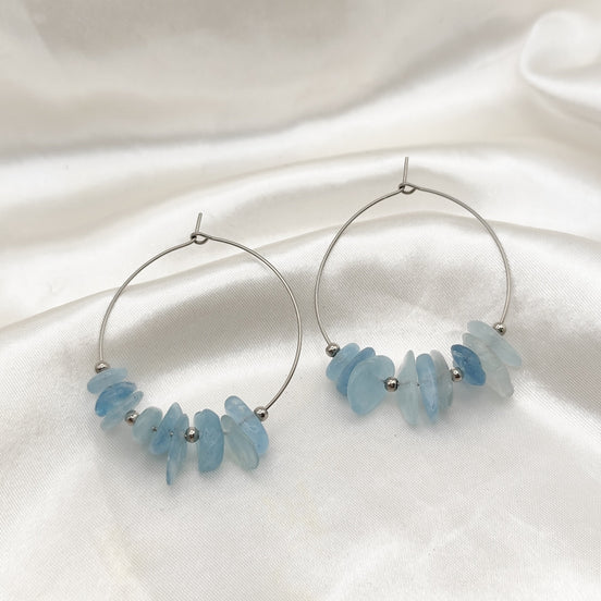 Boucles d'oreilles créoles en pierres et en acier inoxydable au choix