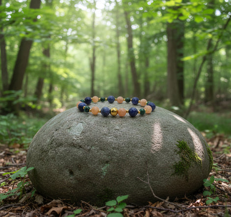 Bracelet Relation épanouie Pierre de Lune, Sodalite & Malachite
