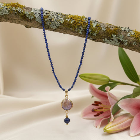 collier lapis lazuli doré