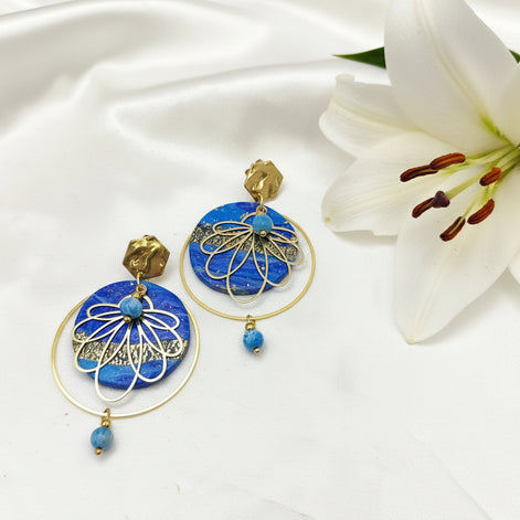 Boucles d’Oreilles Bleu en Apatite