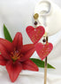 boucles d 'oreilles coeur rouge grenat
