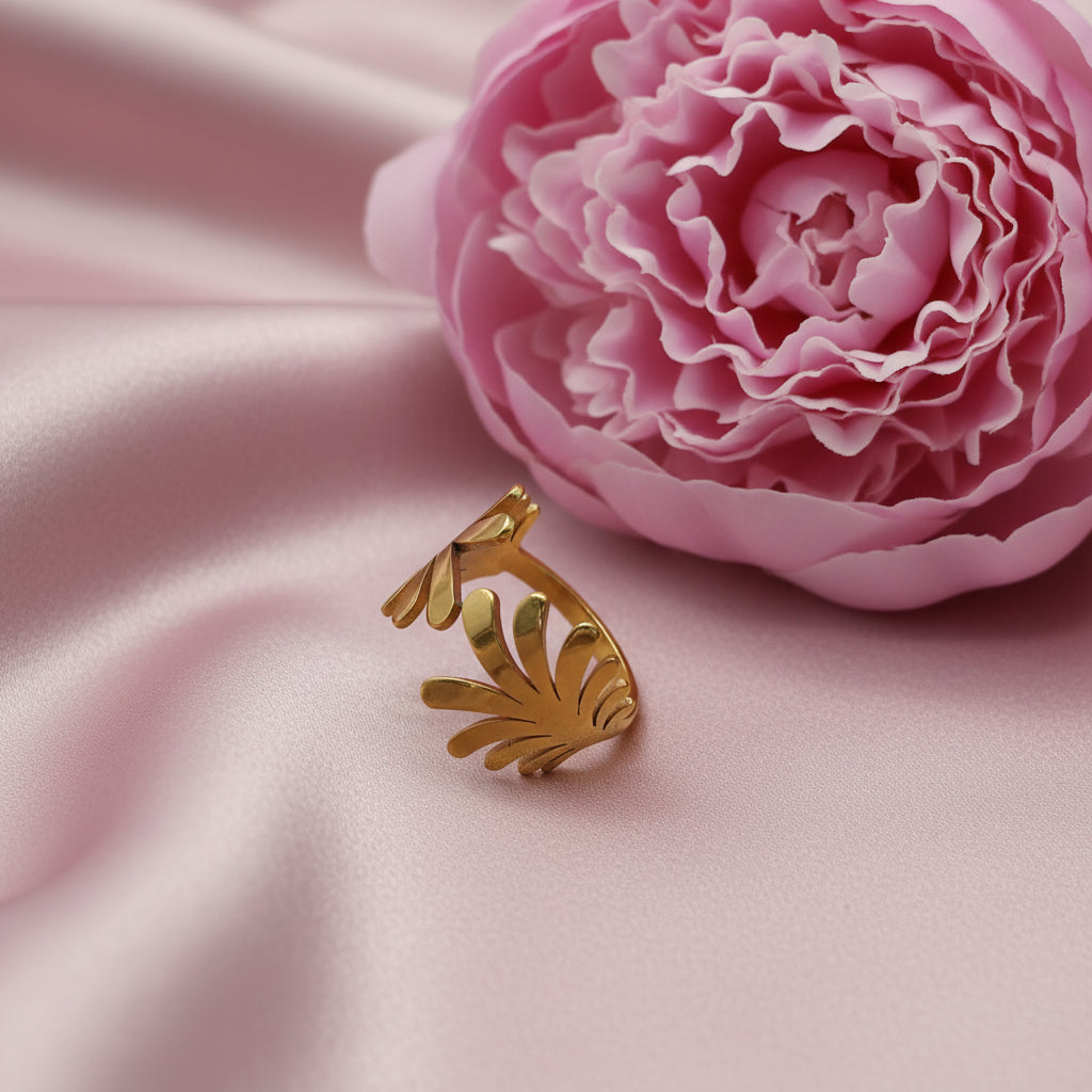 Bague doré en acier inoxydable