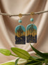 Boucles d’oreilles bleu et or, amazonite, unalome et polymère