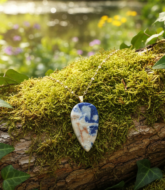 Collier doré en sodalite naturelle  élégance, intuition et sérénité