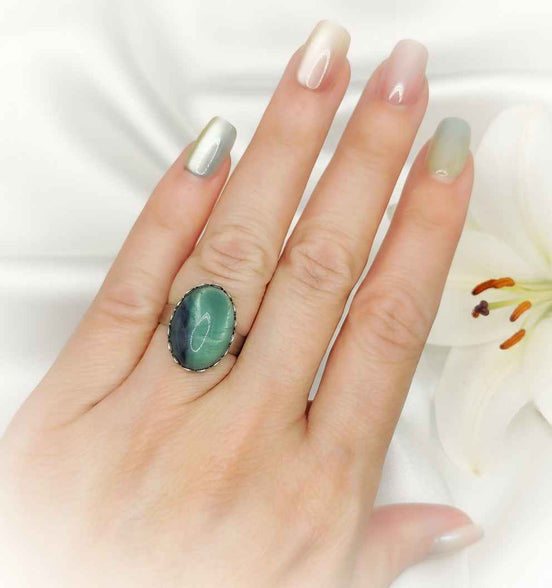Bague en fluorite et acier inoxydable