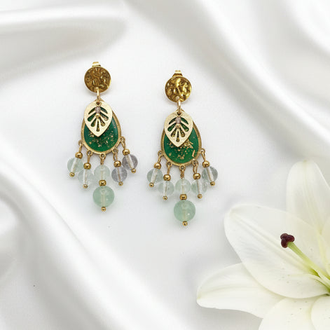 Boucles d’oreilles artisanales en Fluorite