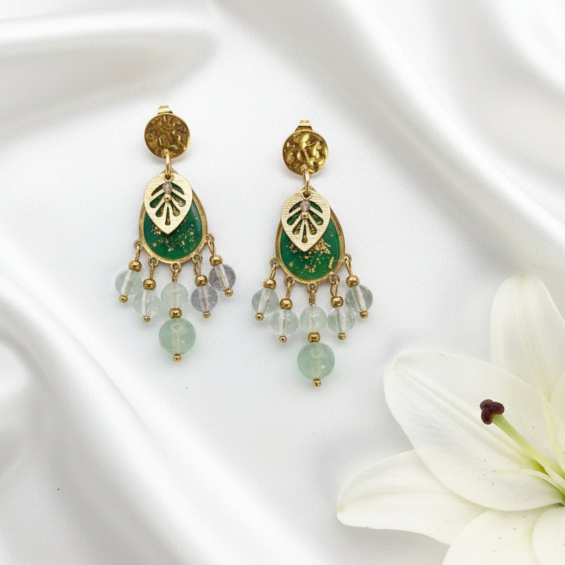 Boucles d’oreilles artisanales en Fluorite