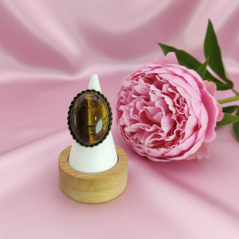 bague rétro en oeil de tigre