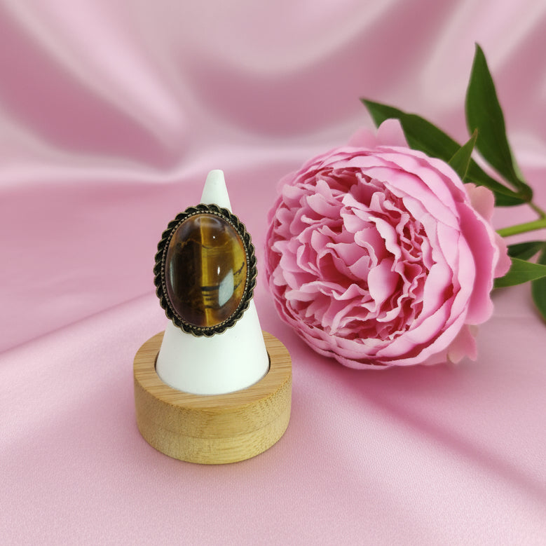 bague rétro en oeil de tigre