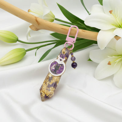 Porte clé chat féerique en améthyste