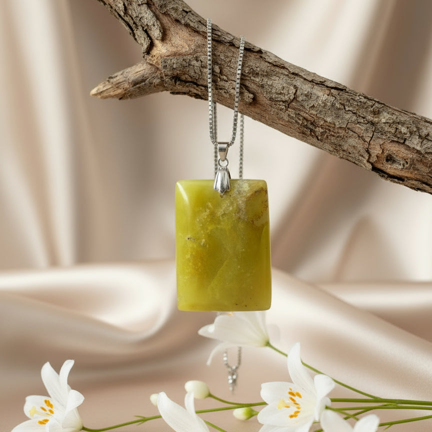 collier homme opale verte
