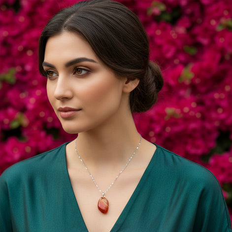 collier chaine argenté cornaline