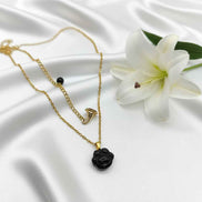 Collier doré en Obsidienne patte de chat
