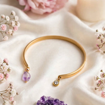 bracelet jonc doré et pierre